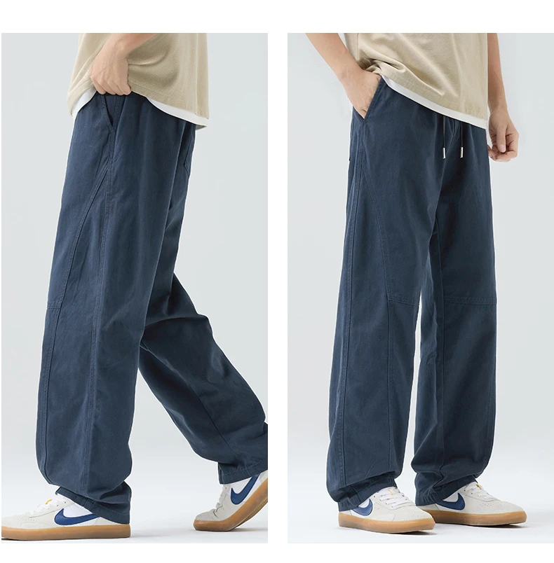 Bequeme Herren-Baumwollhosen | Frühling Sommer Gerade Geschnittene Weite Hose | Lässige Weite Hosen für den Alltag S-4XL – Detail 6