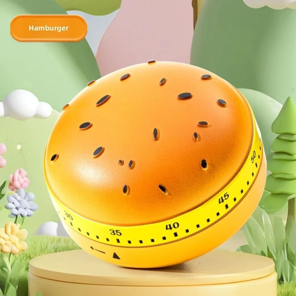 60 Minutes Countdown Alarm Clock Cartoon Hamburg Children Study Timer Simple Operation Battery Free Mechanical Timer