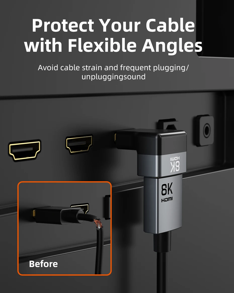 CABLETIME 8K HDMI Adapter Stecker auf Buchse Konverter Adapter UHD2.1 Unterstützung 8K HDMI 2.1 4K 120Hz 48Gbps für HDTV Laptop PS5 – Detail 3