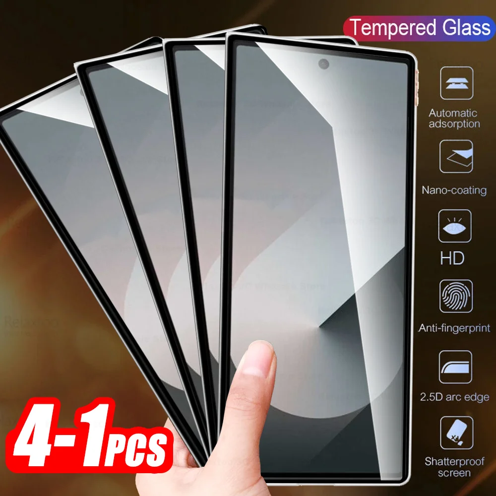 4-1PCS Black Edge Tempered Glass Case For Samsung Galaxy Z Fold 6 Screen Protector Protective Glass Film Samsun Z Fold6 ZFold 6