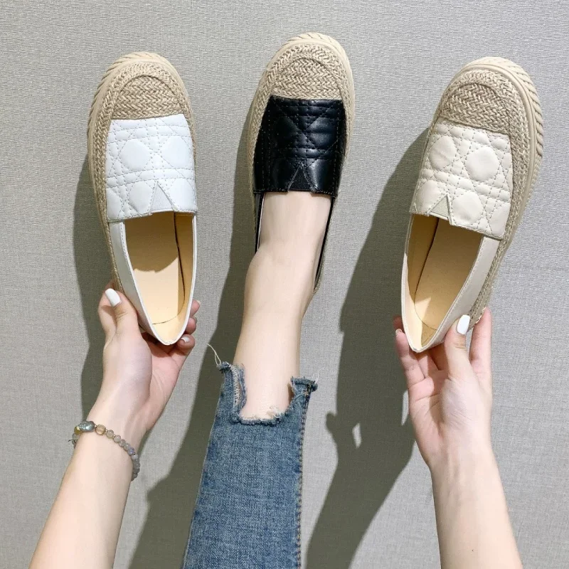 Scarpe da donna espadrillas mocassini per calzature femminili bianche punta tonda in cotone moda e prezzo basso Zapatillas Mujer