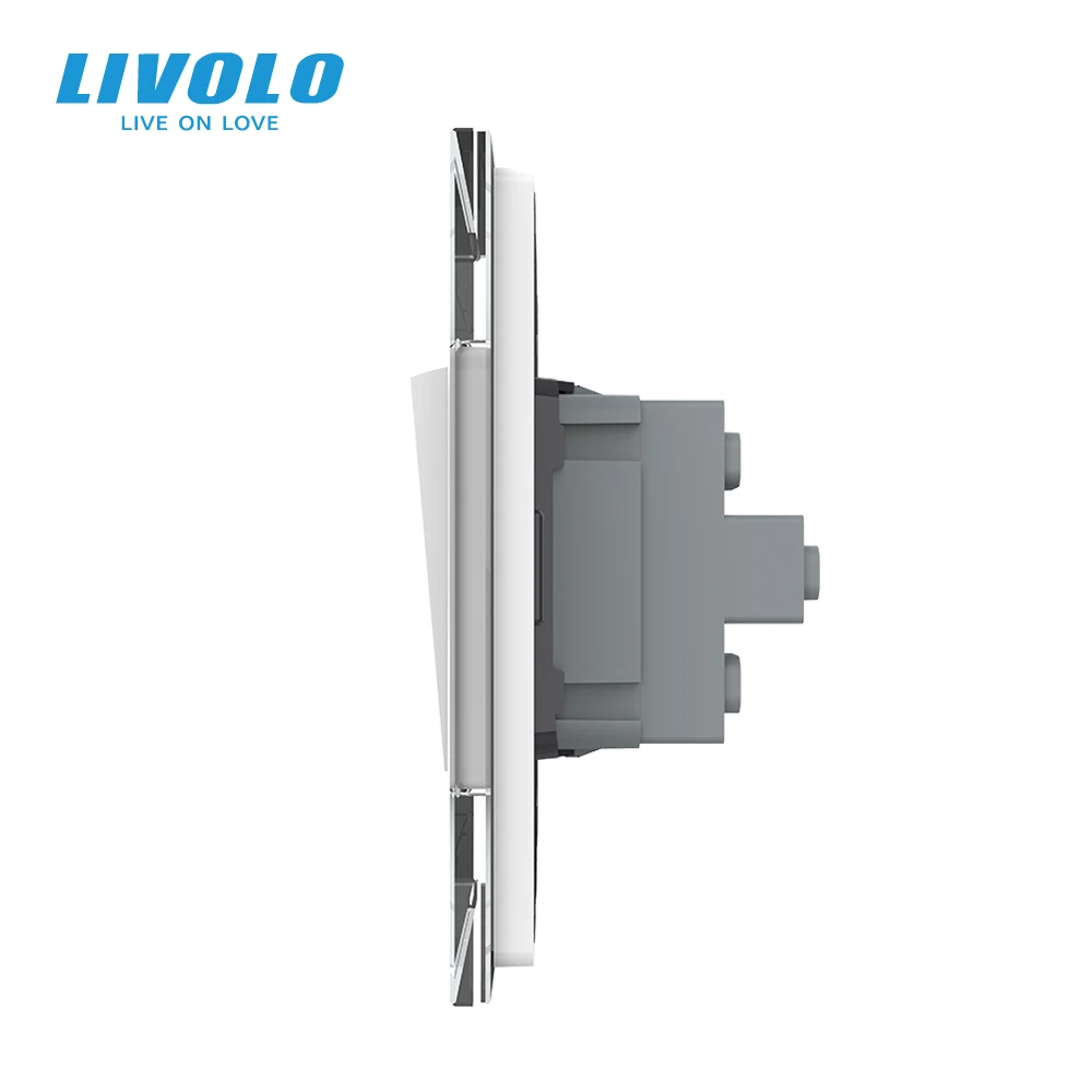 LIVOLO UK Standard Two-position Mechanical Push Button 10A Cross Wall Switch,Key Pad Electrical Outlet,220-250V