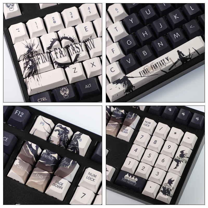 Anime Themed Final Fantasy Themed PBT Keycap FF14 Black Minimalist Mechanical Keyboard Cherry Profile 108 Keys  Anime Keycaps