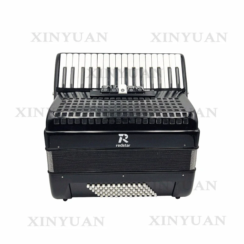 Chromatic Piano Accordion JP3472B, 34 Keys 72 Bass Wood Instrument, Red Portable Style with 5 Registers