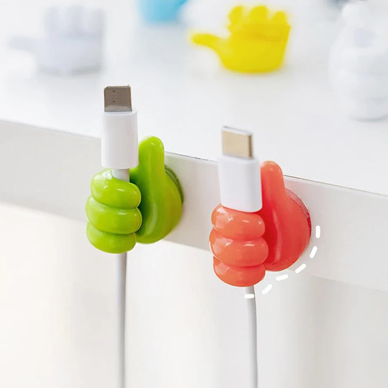 5/10/20Pcs Silicone Thumb Wall Hook Cable Clip Wire Desk Organizer Brush Storage Wall Sticker Gadgets Useful Things For Home