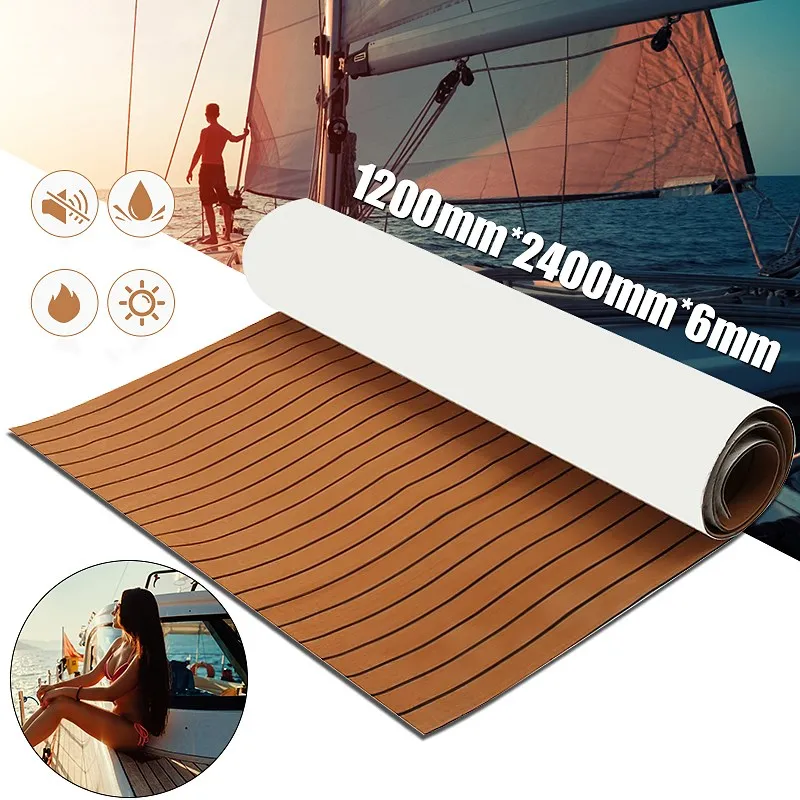 

2400x1200x6mm Self-Adhesive Faux Teak Boat Decking Sheet EVA Foam Marine Flooring Boat Deck Sheet Floor Mat Accessories