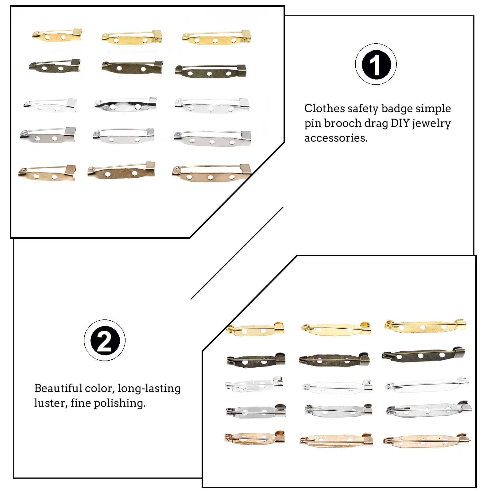 

150Pcs Vintage Metal Clothing Brooch Shirt Tighten Clip Elegant Party Wedding Neckerchief Brooch Safety Pin Clasps Silk Scarf