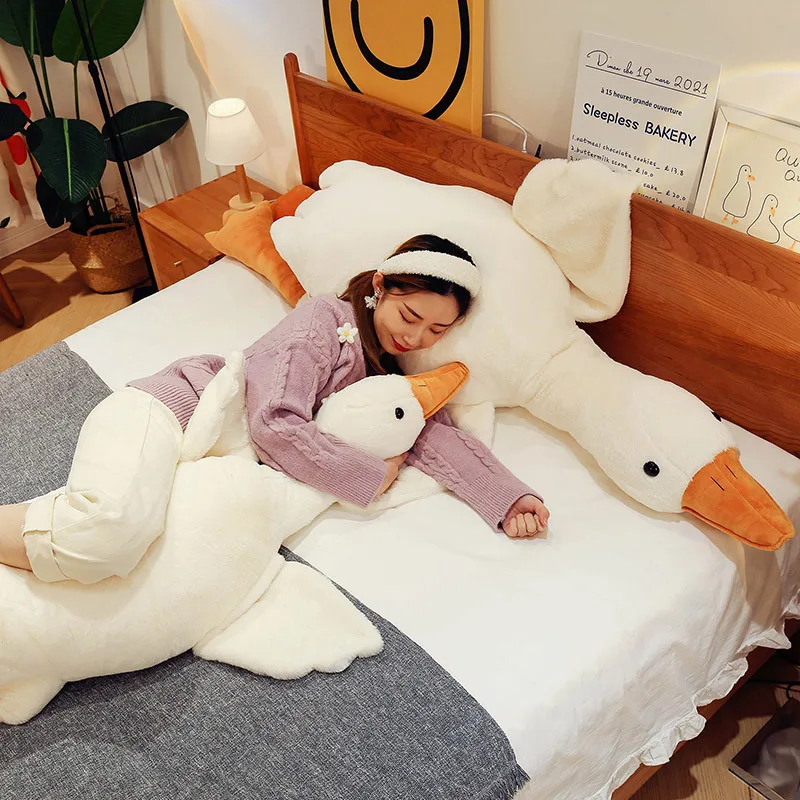 50-190cm Cute Big White Goose Plush Toys Giant Duck Baby Sleeping Pillows Super Sofa Cushion Stuffed Animal Dolls Gifts for Kids