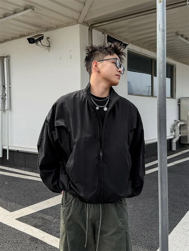 

Bla Pilot Jaet Мужское осенне-зимнее пальто с воротником-стойкой, бейсбольное пальто, повседневное свободное пальто из полиэстера и нейлона Cos...