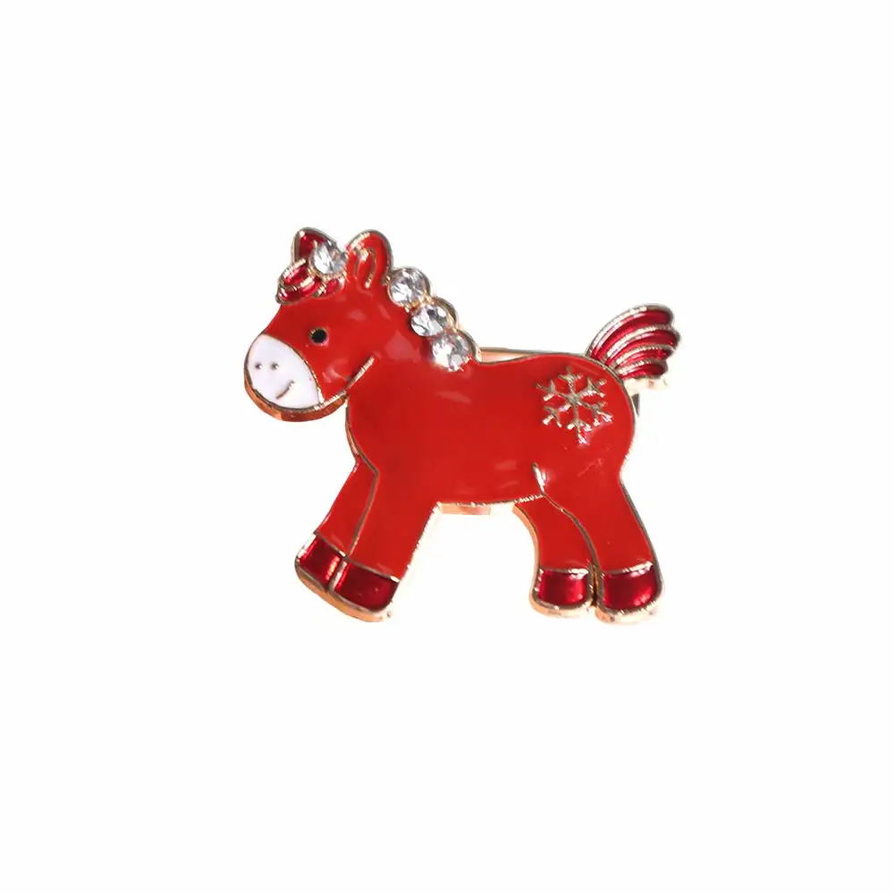 Alloy Zodiac Horse Brooches Drip Oil Brooch Snowflake Alloy Horse Brooch Vintage Pin Chinese New Year Animal Lapel Pins Unisex