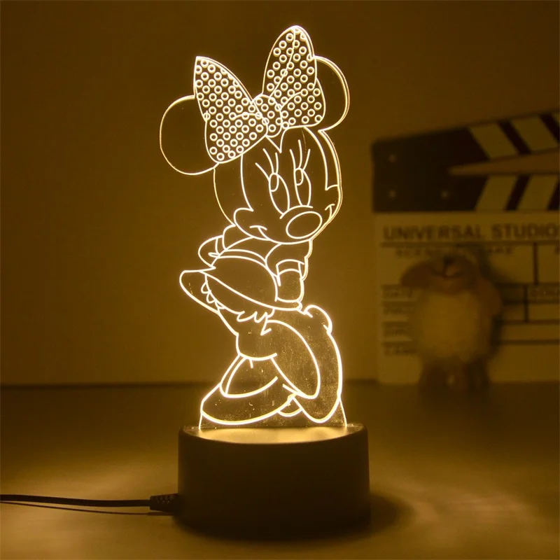 Disney Mickey lampka nocna Minnie 3D ciepłe lampa o świetle białym biurko kreatywne ozdoby pamiątkowe zabawki dla dzieci prezent urodzinowy dla