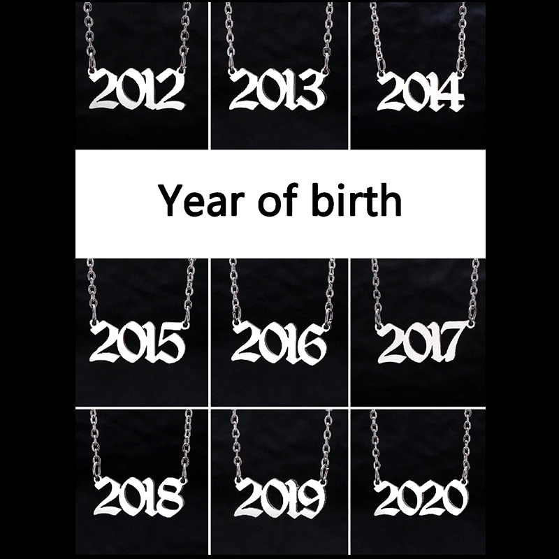 Fashion Year Of Birth 2012-2020 Necklace Stainless Steel Number Pendant Necklaces For Girls Boys Children Jewelry