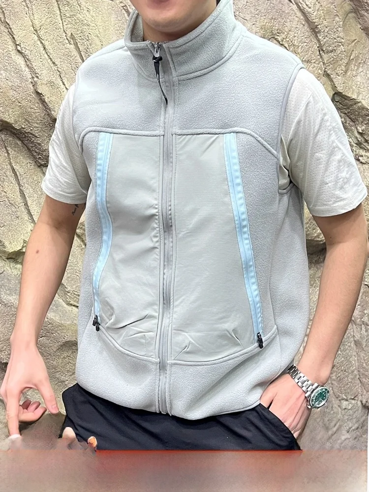 

ex Outdoor Double-sided Fce Windproof Warm Self-heating Middle Layer Fce Jaet Stand Collar Vest Stand Fit Zipp...