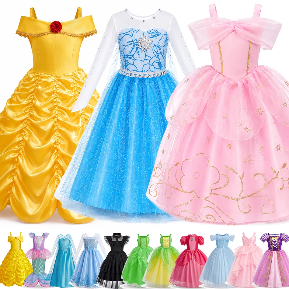 Girls Princess Dress Kids Cosplay Costume Fancy Dress Up Birthday Party Gown Children Carnival Halloween World Book Day Clothing