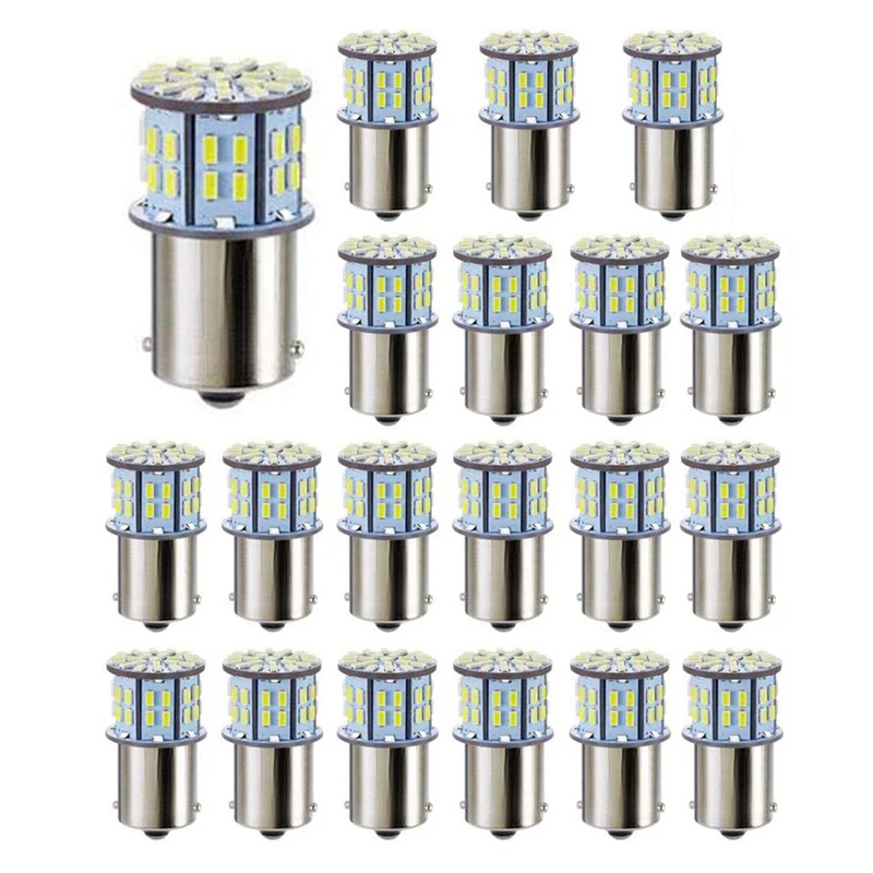 20X LED Light Bulbs For Super Bright 3014 50-SMD White 1156 1141 1003 BA15S Bulbs For Camper Trailer Marine Boat Trunk