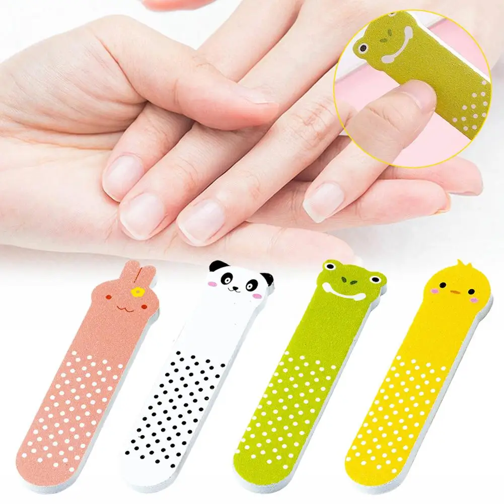 ملفات الأظافر الصغيرة لطيف الحيوان نمط أظافر المخازن المؤقتة ألواح الصنفرة مزدوجة الجانبين مسمار شحذ أداة للمنزل Z9V6