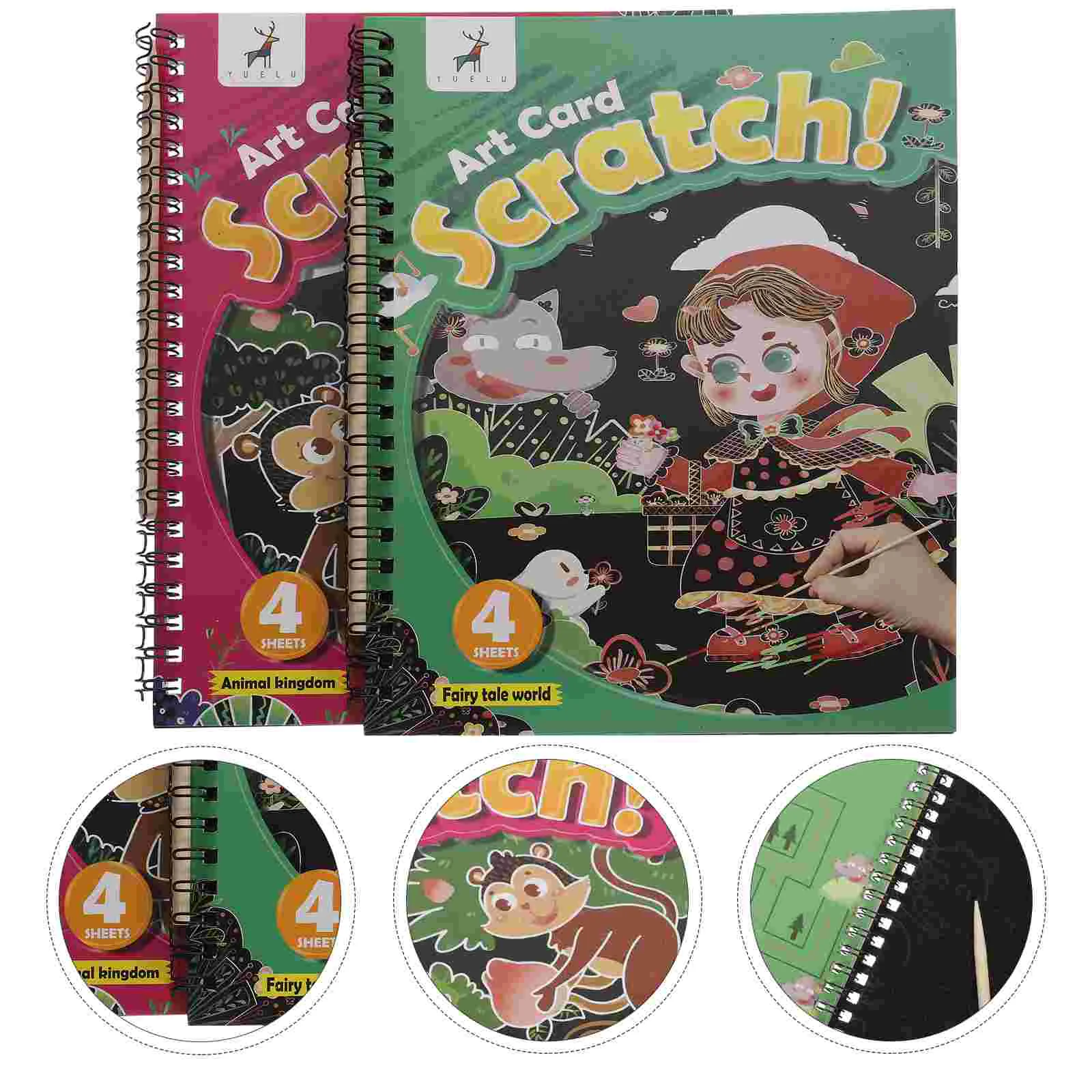 

2 Sets Scratch Book Craft Paper Crafts Supplies Cartoon Cards DIY Papers Childrens Toys