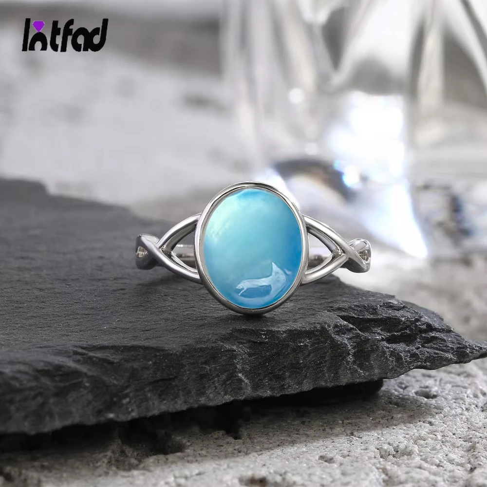 

Кольца из стерлингового серебра 925 пробы с аквамарином, простые кольца, синий натуральный камень, овальные 8*10 мм, подарки для вечеринок, ювелирные кольца для женщин
