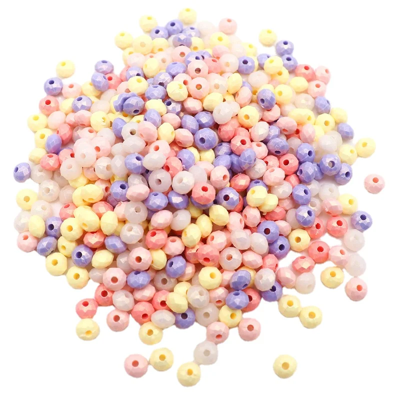 4*6mm Bulk Perles Plates Beads Rondelle Faceted Colorful Small Spacer Bead for DIY Bracelet Jewelry Making Supplies 20g