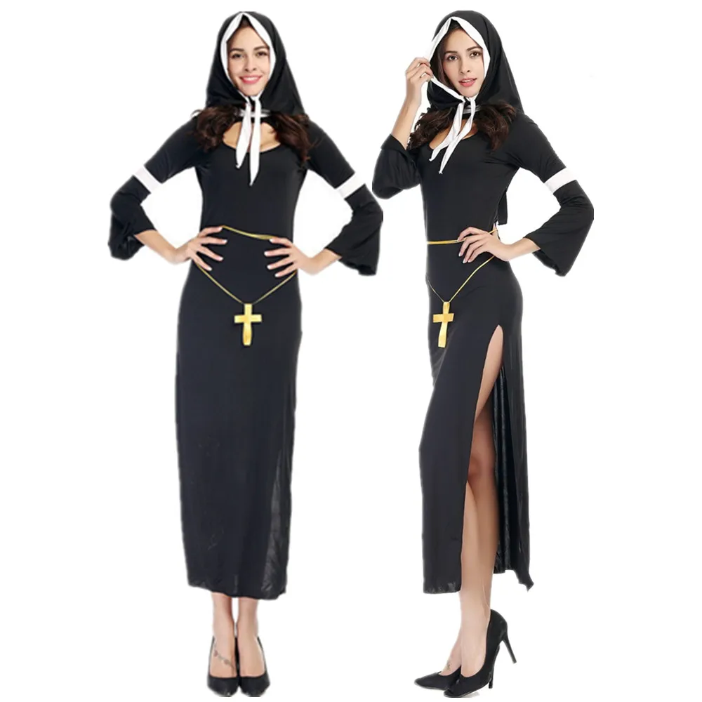 Dames Sexy nonne Costume adulte femmes prêtre chrétien missionnaire Costume Halloween Cosplay déguisement