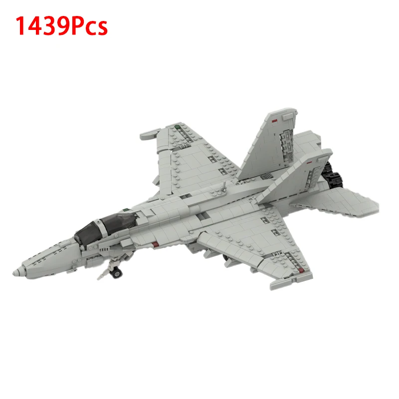 

MOC F/A-18F Super Hornet Combat Aircraft 1/35 Scale Military Building Blocks DIY Fighter Airplane Model Boy Toys Birthday Gifts