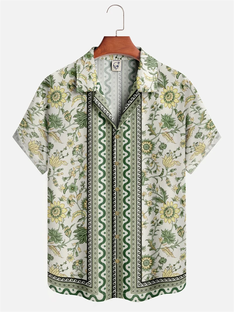 

2025 Hawaiian Shirt Summer 3D Printed Floral Pattern Ethnic Style Shirt Stylish Casual Fashion Sun Beach Holiday Men's Clothing