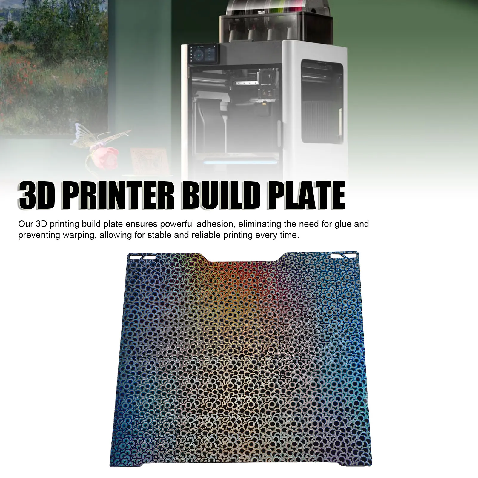

【New】346X355mm 3D Printer PEK H5H Print Bed Cover Fit for Bambu H2D Strong Adhesion Flexible Build Plate 3D Printer Bed