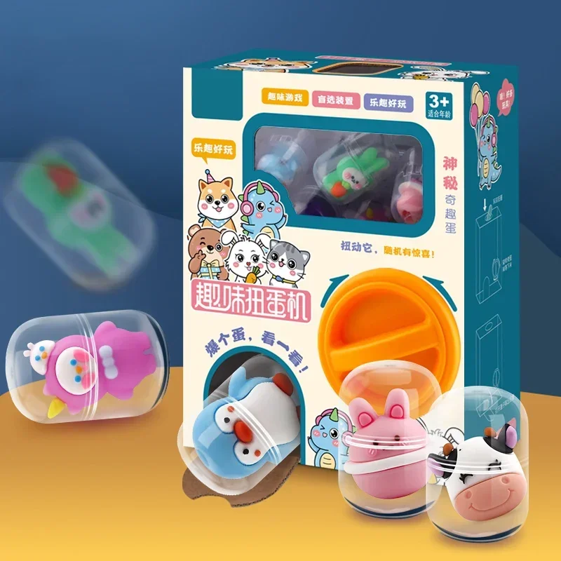 Popular Kids Toys Gashapon Machines with 6pcs Random Capsule Toys Egg Twisting Machine Cardboard Box Surprise Blind Box