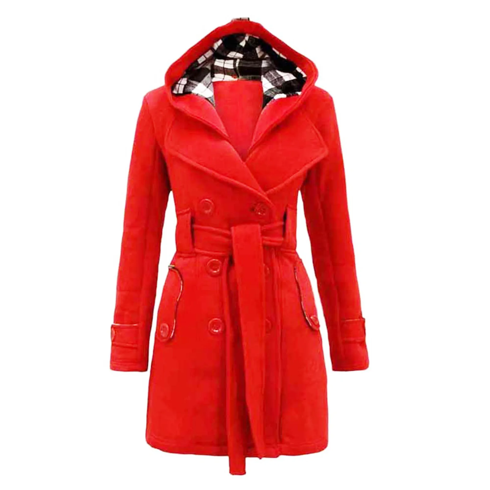 Womens Warm Winter Hooded Long Sections Coat Belt Double Breasted Jacket Chaqueta Mujer Roupas Femininas пальто женское Casacos