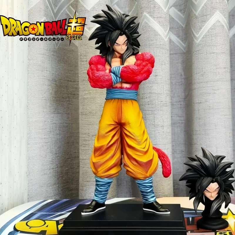 Hot Dragon Ball Anime Figure Son Goku Action Figure Model Toy 2 Heads Statue Ss4 Super Saiyan Goku Doll Collection Dbz Xmas Gift