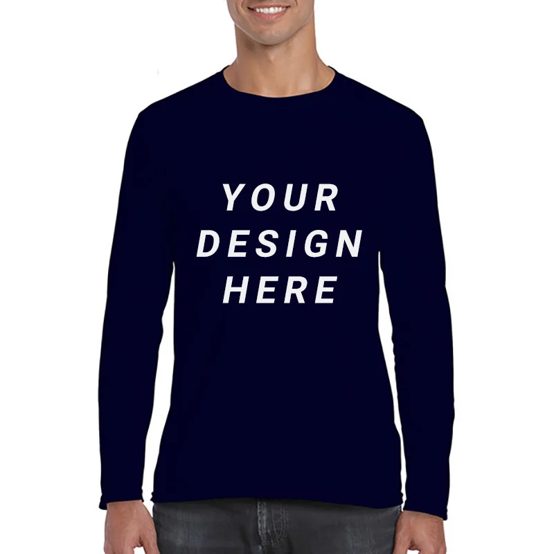الرجال الكلاسيكية طويلة الأكمام تي شيرت مخصص صورتك النص شعار الطباعة شخصية مخصصة Thirts الذكور بلايز اليورو حجم XS-2XL
