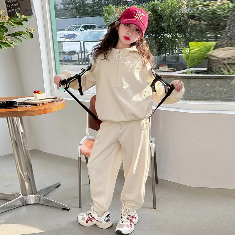 Baby Girl Clothes Suit Children and Girls Spring and Autumn Suits 2024 New Children Knit Hoodie Casual Pants Two-piece Set