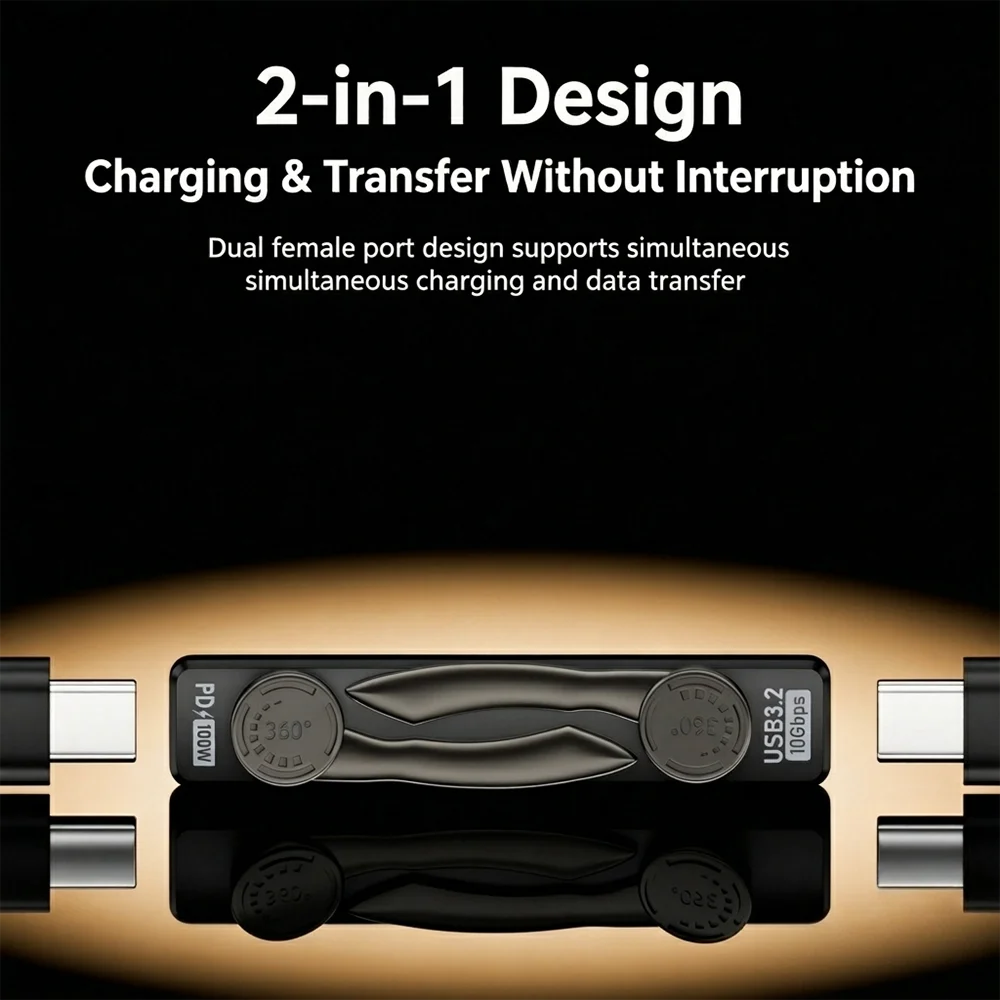 100W USB-C OTG 10Gbps Fast Charging Foldable 2-in-1 Phone Stand USB 3.2 Adapter Support Headphone Audio For Phone