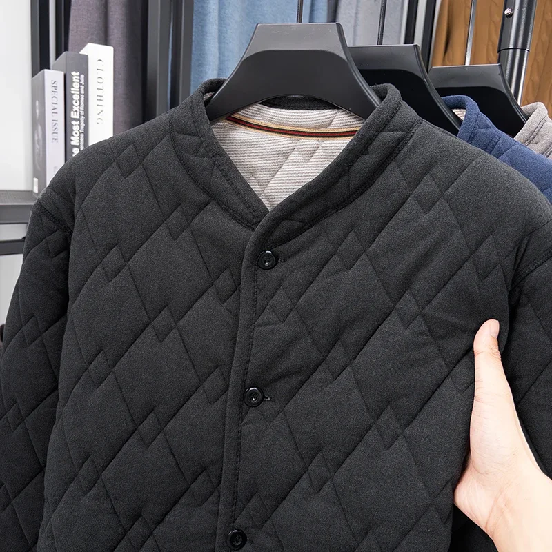 ملابس الأب للرجال لخريف وشتاء 2025 مع سترة مخملية سميكة، معطف قطني، سترة قطنية صغيرة بأكمام طويلة #5