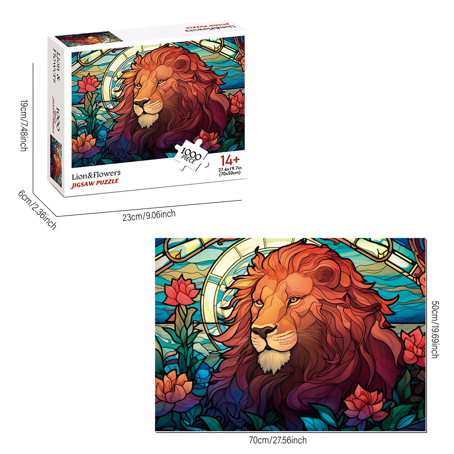 1000 Teile Löwen- und Blumen-Puzzles für Erwachsene, Heimdekoration, Spiele, Familienspaß, Bodenpuzzles, Lernspielzeug für Kinder