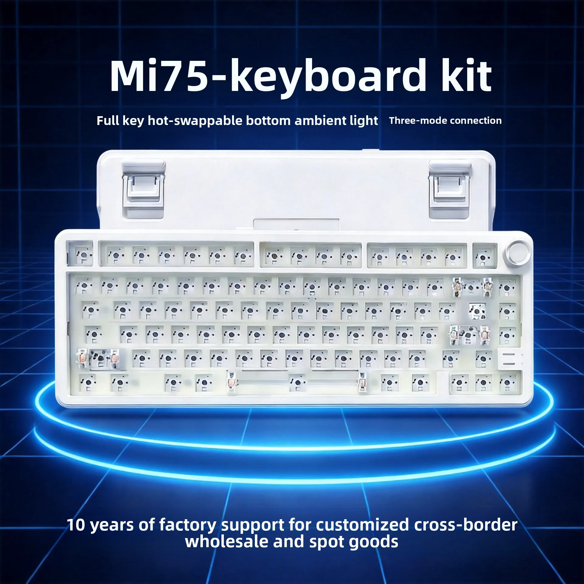 Tri-Mode Rgb Hot-Swap Mechanical Keyboard Barebone Kit G Bluetooth Wireless Diy Custom Key Gaming Office White