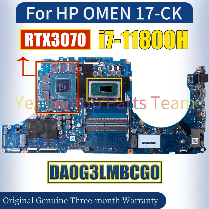 DA0G3LMBCG0 For HP OMEN 17-CK Laptop Mainboard SRKT3 i7-11800H RTX3070 GN20-E5-A1 Notebook Motherboard