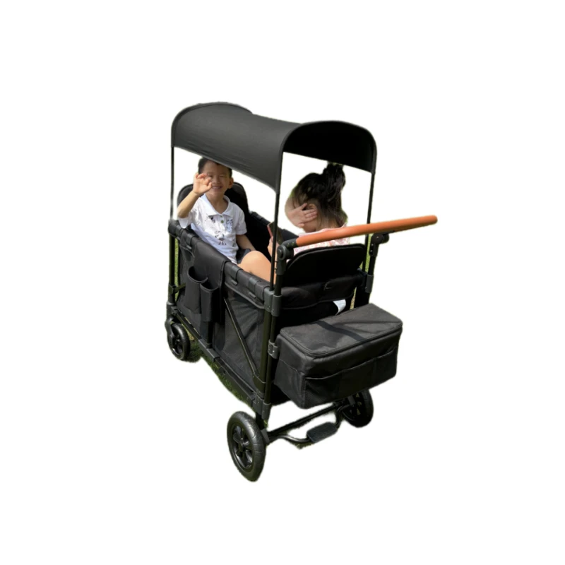 Baby Stroller Wagon Stroller for 2 Kids Or 4 Kids Collapsible Folding Outdoor Utility Wagon with Removable Canopy