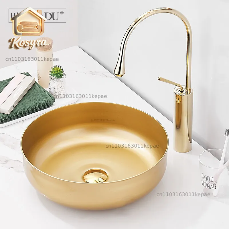 

Batok, golden washbasin 304 stainless steel countertop basin in public places Hotel bar KTV toilet washbasin