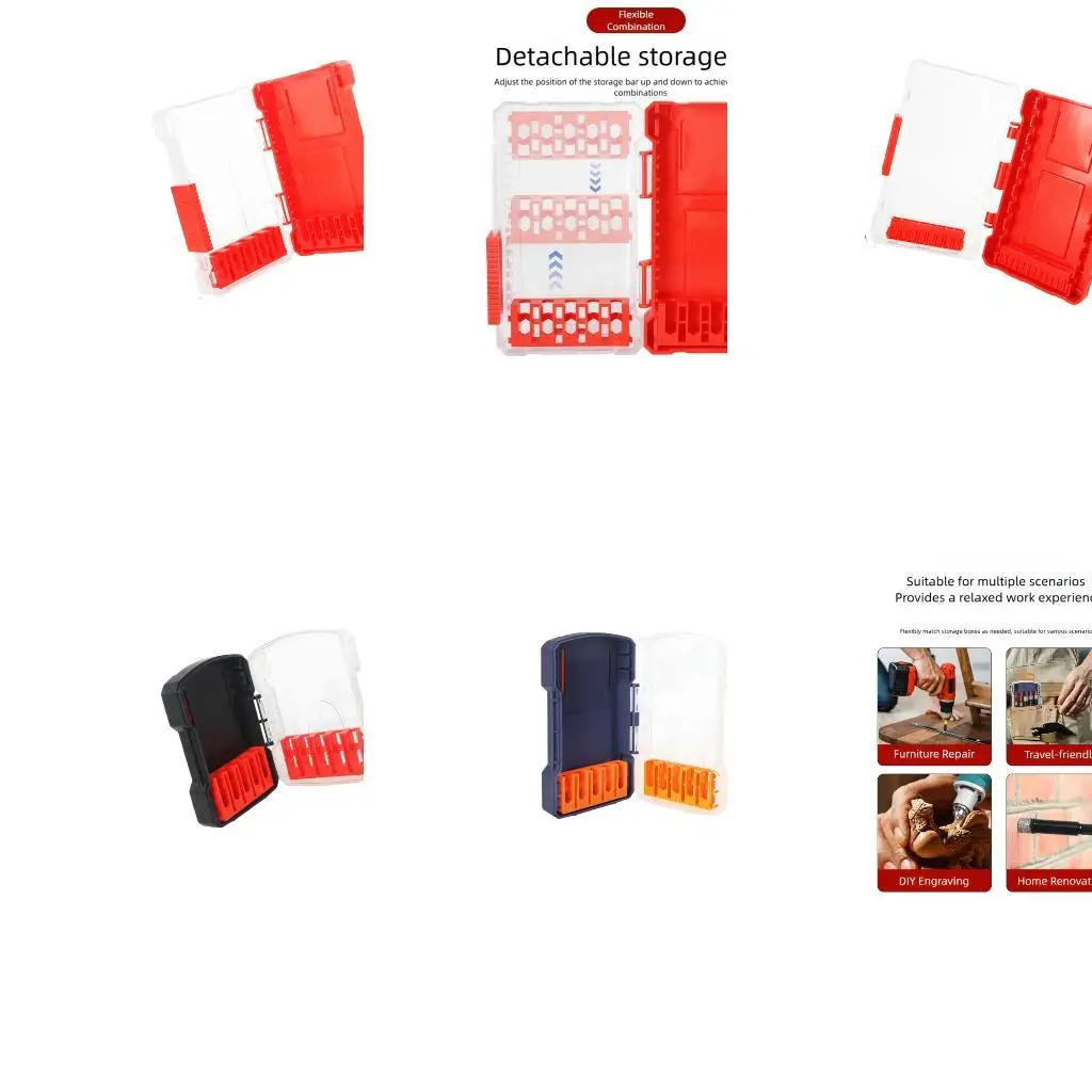 

652F Workshop Drill Bit Case Box Removable Dividers Tool Organization For Craftsmen