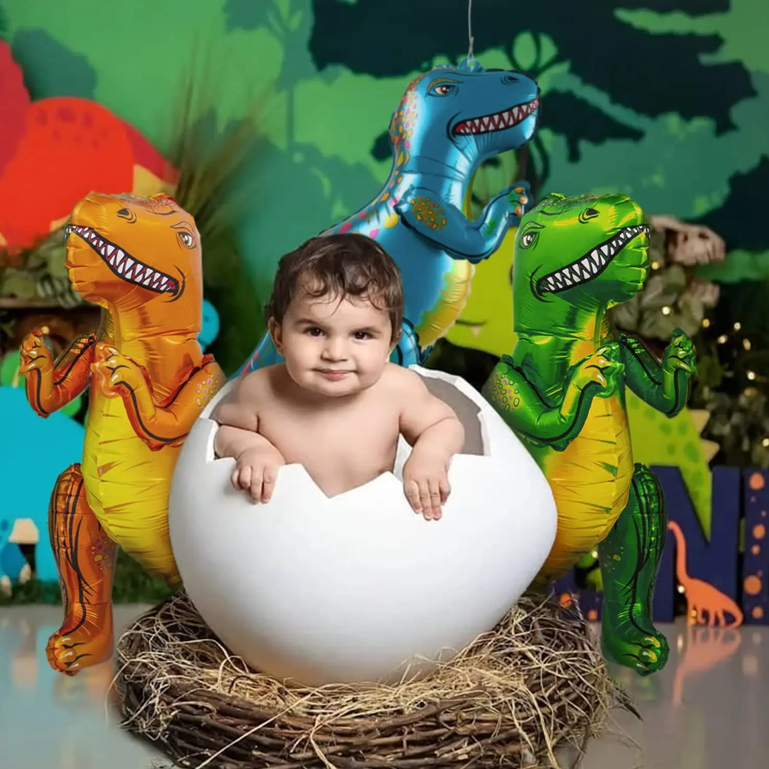 3 Stück 25-Zoll 3D Tyrannosaurus Rex Aluminiumfolienballons Dinosaurier-Dschungel-Thema Geburtstagsgeschenk Einkaufszentrum-Dekoration Ballons – Detail 6