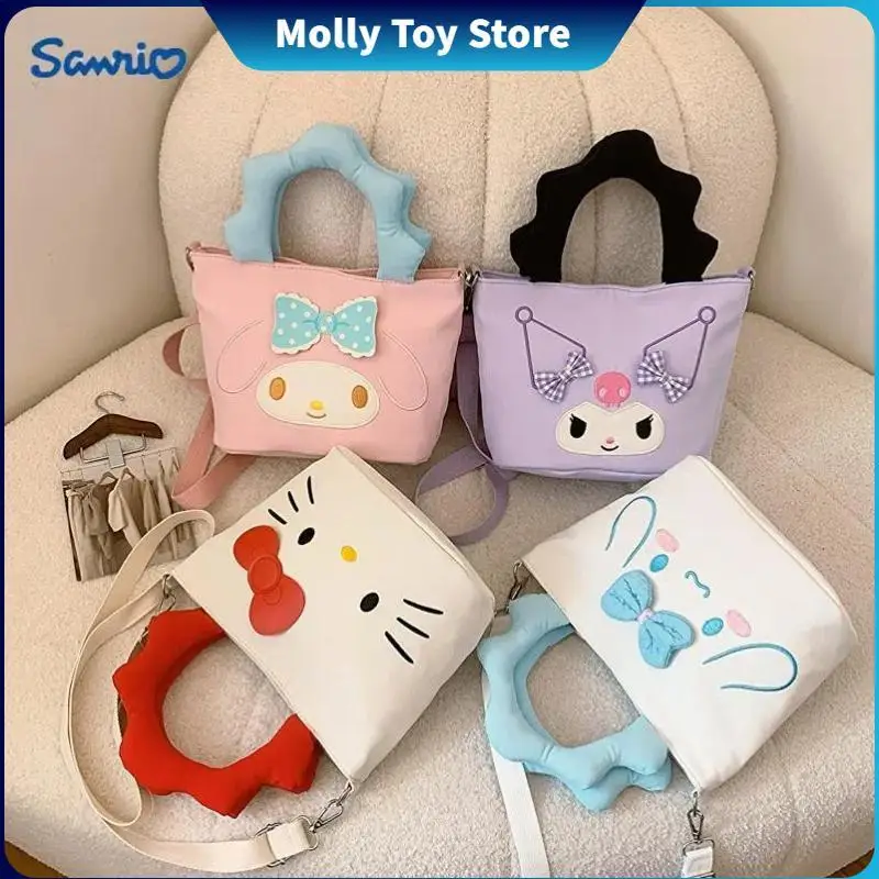 

Sanrio сумка Kuromi Kt Cat Cinnamoroll Melody большой емкости одно плечо диагональная сумка мультяшная ручная сумка подарок для девушки