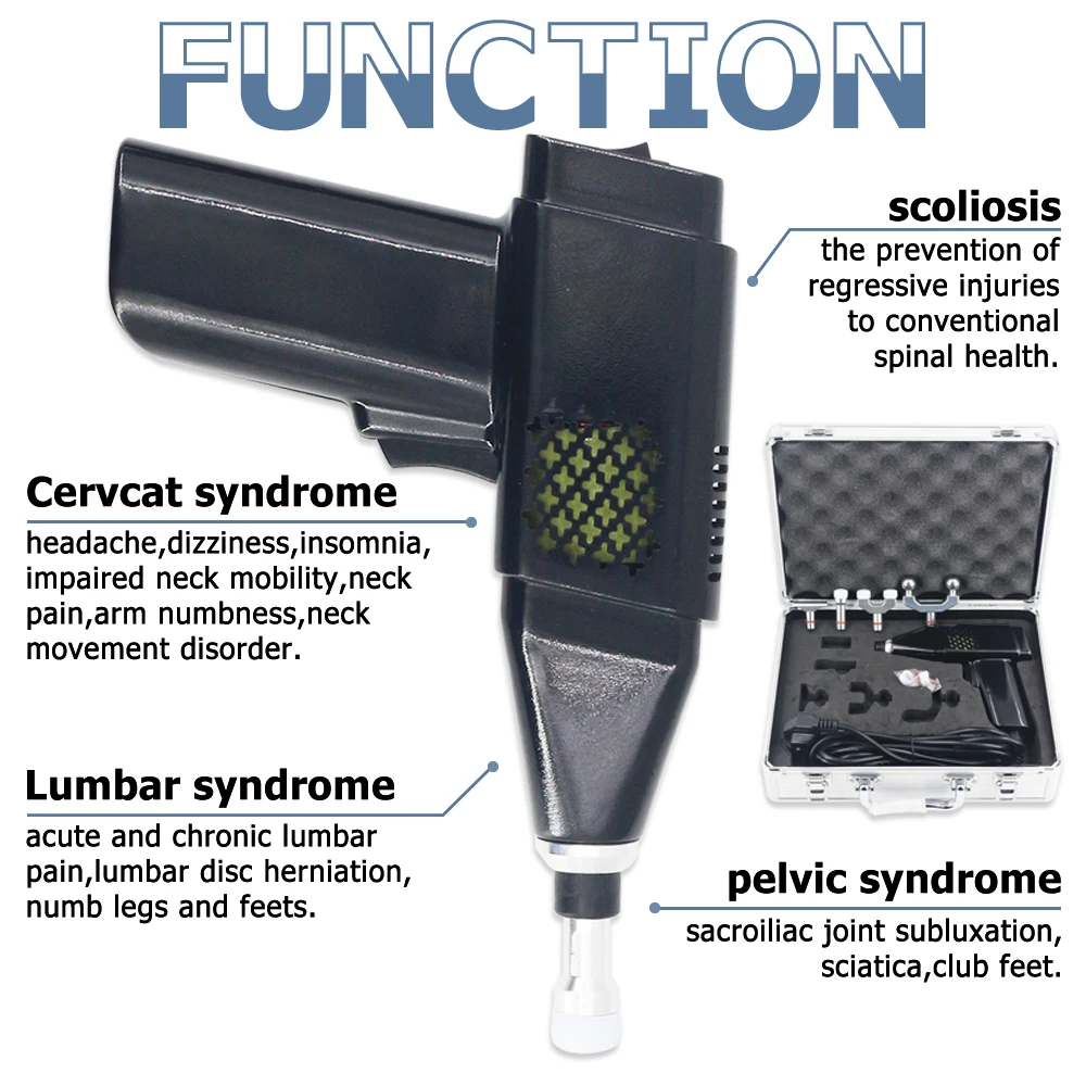 أداة ضبط العلاج بتقويم العمود الفقري الكهربائية علاج آلام العمود الفقري تحسين الجنف تدليك الجسم بتقويم العمود الفقري المنشط بندقية