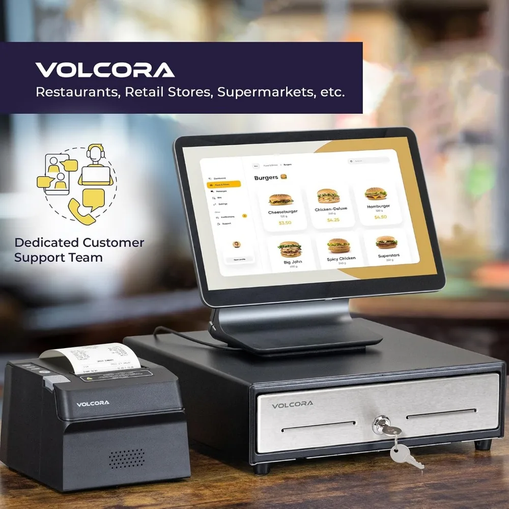 Gaveta de dinheiro POS frontal de aço inoxidável com 4 contas e 5 bandejas de moedas para sistemas de vendas no varejo