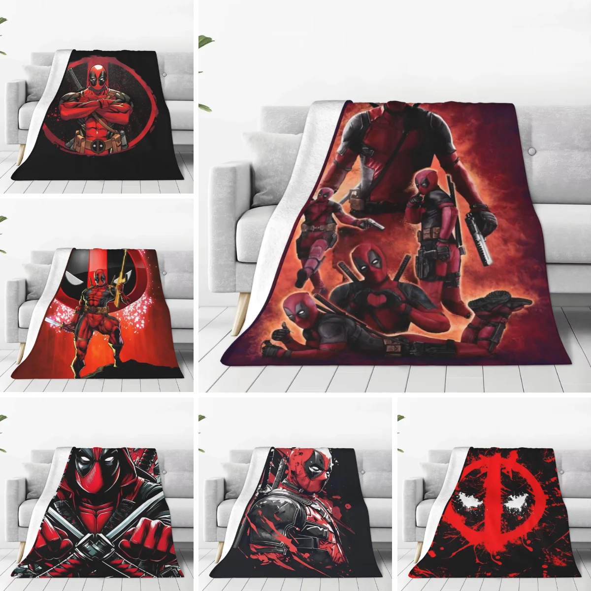 Cartoon Anime Deadpool Blanket American Film Soft Warm Funny Plush Throw Blanket For Bedroom Flannel Bedspread Bed Cover