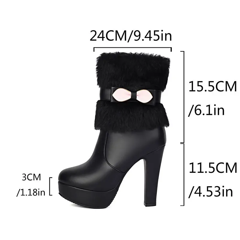 

ORCHA LISA 2025 пикантные женские сапоги до середины икры с круглым носком 11,5 см, ультравысокий каблук 3 см, платформа, молния, бант, большой размер 42-43, вечерние