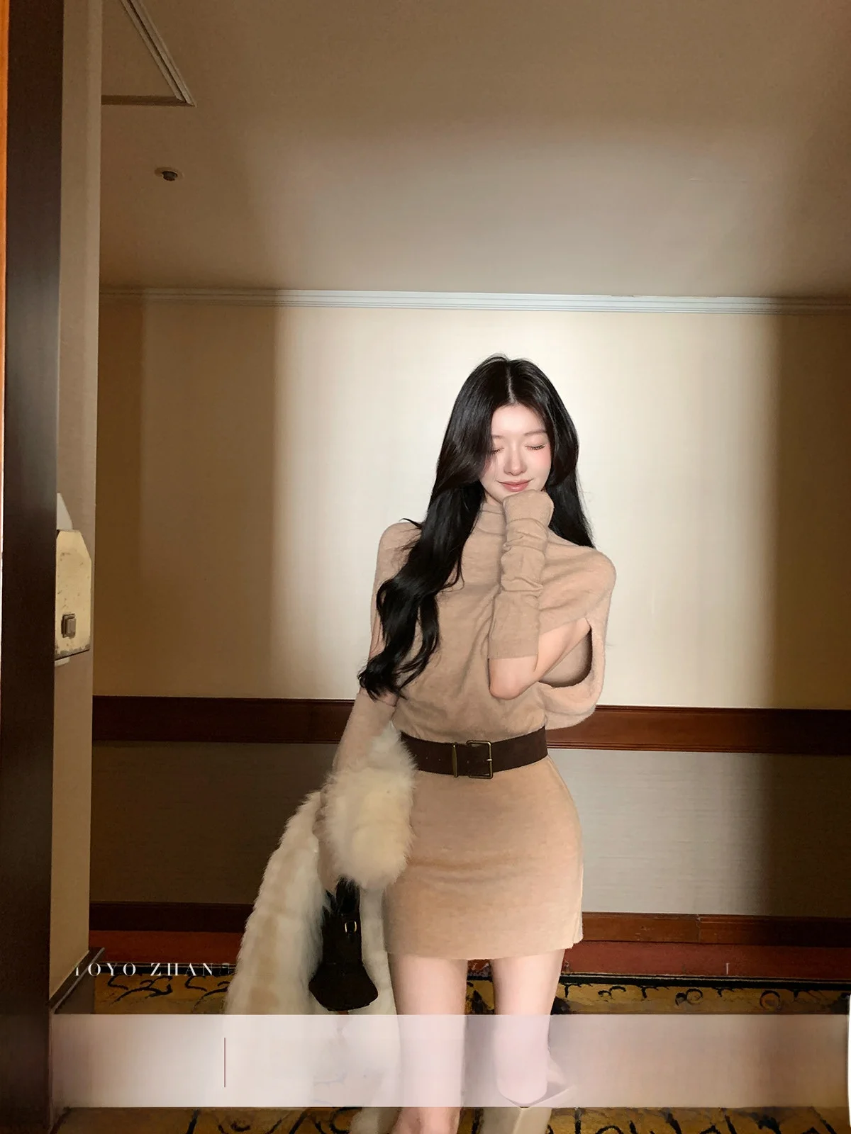 

Yoyozhang Autumn Beau Godd Camel Long Sve Wrap Dr Women Winter Slim Fit High Collar Dr Vintage Sle Ladies Skirt