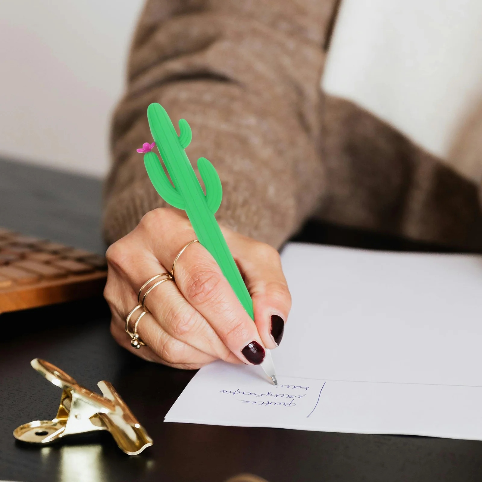 

10pcs Green Cactus Shaped Gel Pens Ballpoint Writing Stationery For School Office Home Classroom Desk Accessories Novelty