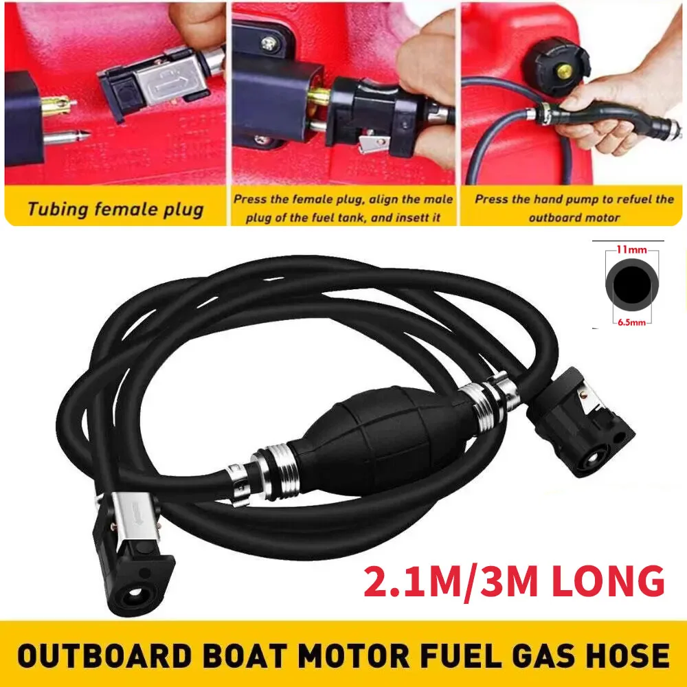 

For Yamaha Outboard 2.1m 3m Fuel Line Assembly 1/4 Inch 6mm Gas Hose Connector Primer Bulb Motor Boat Pipe Marine Engine Part