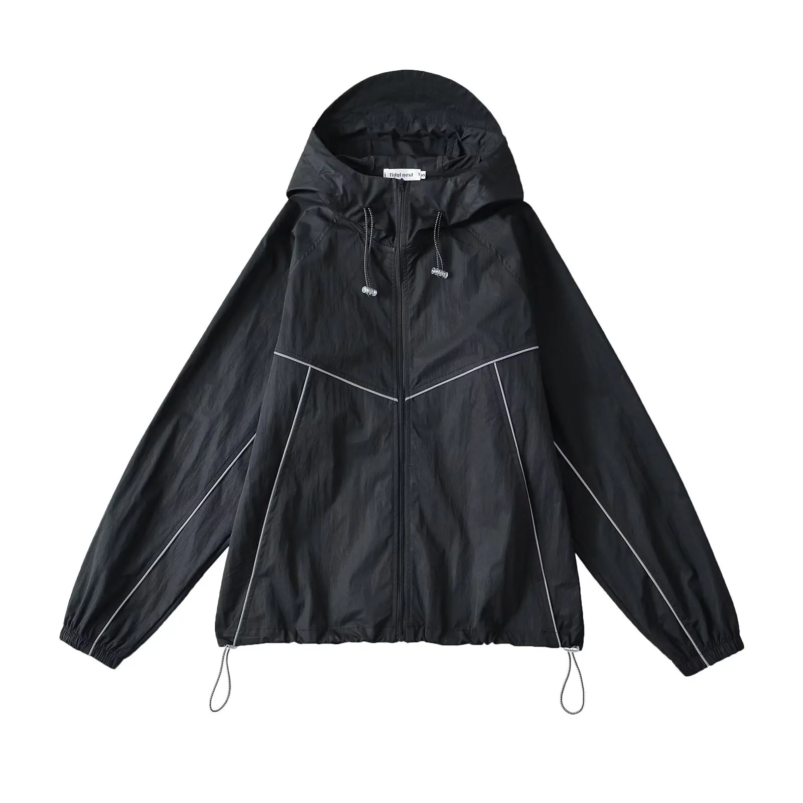 Amerikaanse retro losse werkkleding met capuchon Jaet Dames Outdoor Splicing Faionable ket Boyfriend Sle Zonnebrandcrème Top